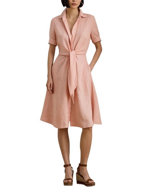 chemisier donna in lino con nodo rosa Ralph Lauren | 200905667023